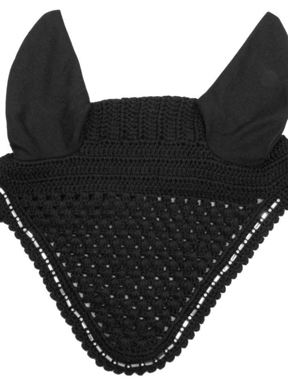 Crochet Fly Bonnet With Rhinestones - Black - Horse size